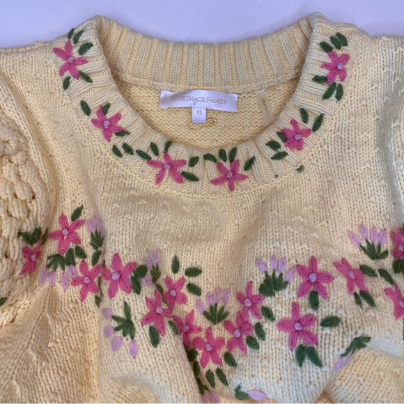LoveShackFancy Sweater Kenzly Crochet Pullover in Mellow Yellow - Picture 13 of 17